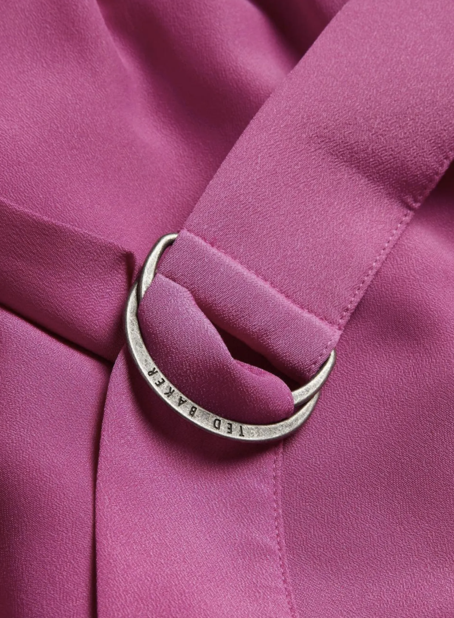 Ted Baker Pink Comus Midi Shirt Dress With Gathered Neck